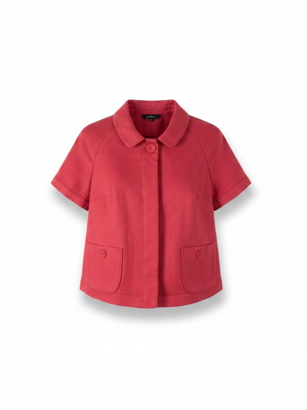Banana Republic L pink retro short sleeve 100% cotton weave textured jacket‎